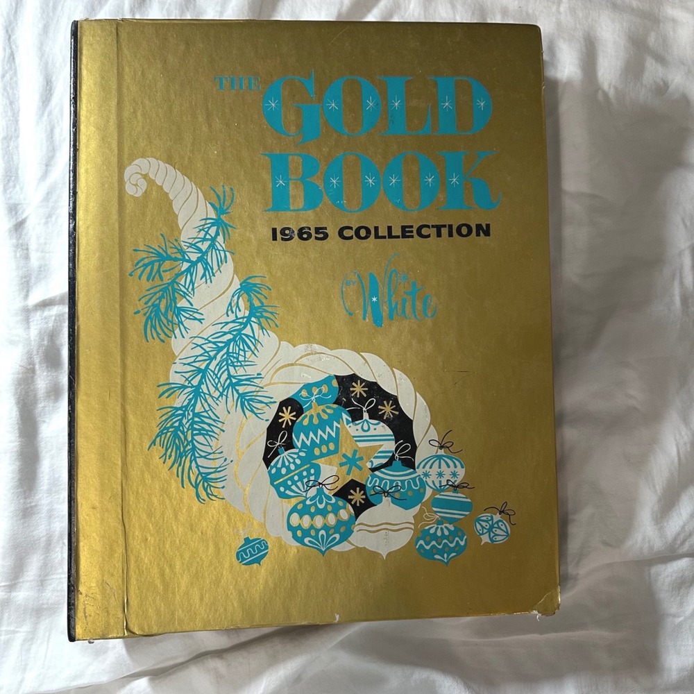 White The Gold Book 1965 Collection Christmas Card Sample Album Gold Good MCM
